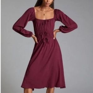 Anthropologie South Filly Goods Corseted Midi Dress, Carbon (Grey), Size US S